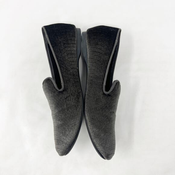 [Birdies] Starling Charcoal Gray Python Print Velour Slip On Loafer Flats Sz 6.5 - Picture 7 of 12